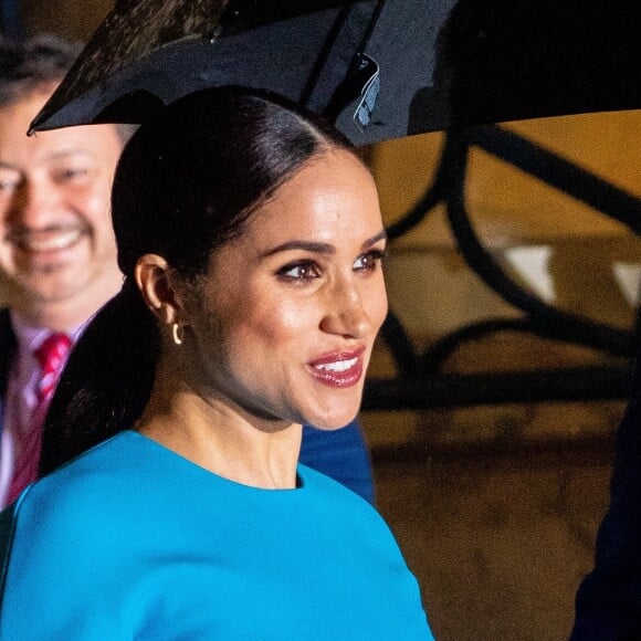 Le prince Harry, duc de Sussex, et Meghan Markle, duchesse de Sussex arrivent à la cérémonie des Endeavour Fund Awards au Mansion House à Londres, Royaume Uni, le 5 mars 2020.