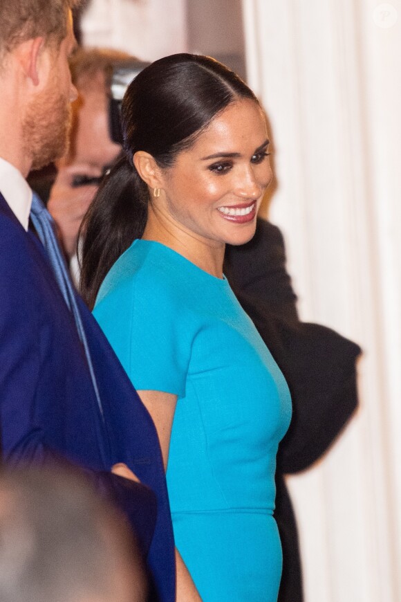 Le prince Harry, duc de Sussex, et Meghan Markle, duchesse de Sussex arrivent à la cérémonie des Endeavour Fund Awards au Mansion House à Londres, Royaume Uni, le 5 mars 2020.