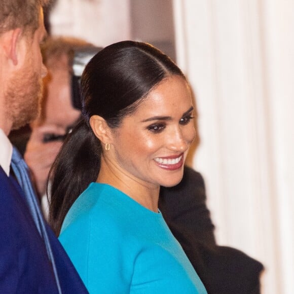 Le prince Harry, duc de Sussex, et Meghan Markle, duchesse de Sussex arrivent à la cérémonie des Endeavour Fund Awards au Mansion House à Londres, Royaume Uni, le 5 mars 2020.