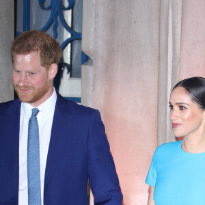 Le prince Harry, duc de Sussex, et Meghan Markle, duchesse de Sussex arrivent à la cérémonie des Endeavour Fund Awards au Mansion House à Londres, Royaume Uni, le 5 mars 2020.