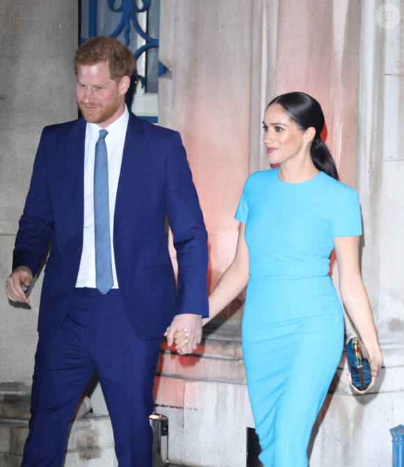 Le prince Harry, duc de Sussex, et Meghan Markle, duchesse de Sussex arrivent à la cérémonie des Endeavour Fund Awards au Mansion House à Londres, Royaume Uni, le 5 mars 2020.