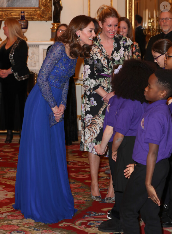 Kate Middleton, duchesse de Cambridge, assiste au dîner de gala du 25e anniversaire de l'association caritative "Place2Be" à Buckingham Palace. Londres. Le 9 mars 2020.