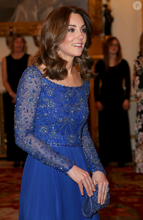 Kate Middleton, duchesse de Cambridge, assiste au dîner de gala du 25e anniversaire de l'association caritative "Place2Be" à Buckingham Palace. Londres. Le 9 mars 2020.