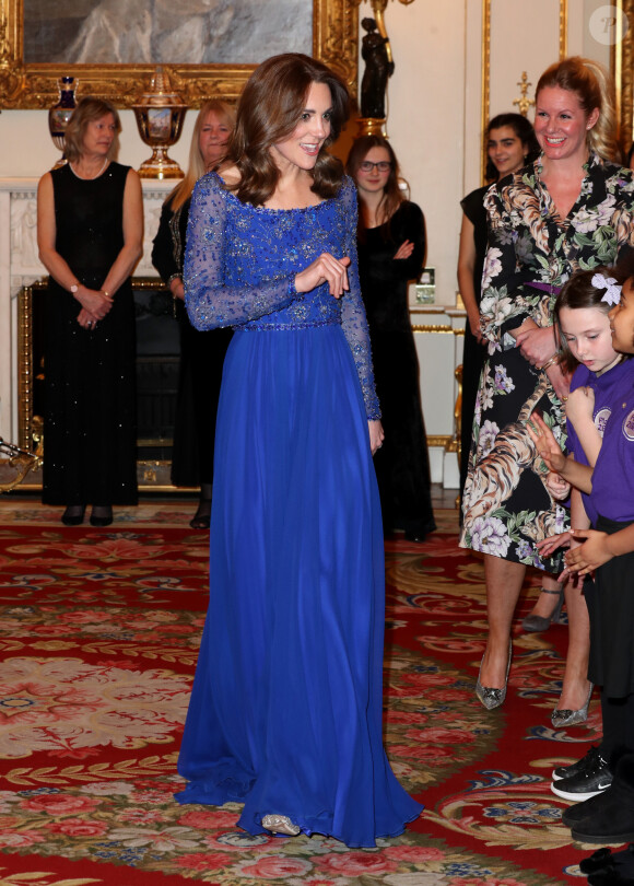Kate Middleton, duchesse de Cambridge, assiste au dîner de gala du 25e anniversaire de l'association caritative "Place2Be" à Buckingham Palace. Londres. Le 9 mars 2020.