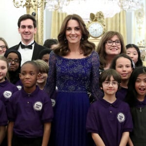 Kate Middleton, duchesse de Cambridge, assiste au dîner de gala du 25e anniversaire de l'association caritative "Place2Be" à Buckingham Palace. Londres. Le 9 mars 2020. @Chris Jackson/PA Wire/ABACAPRESS.COM