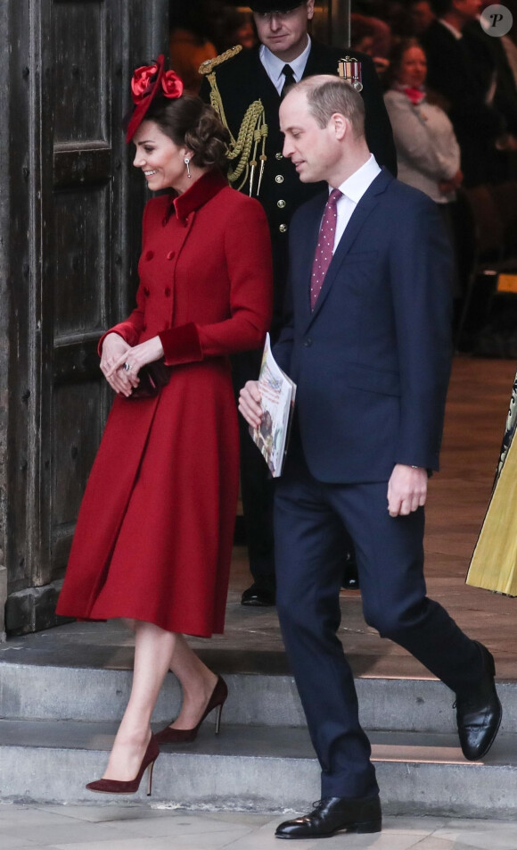Le prince William, duc de Cambridge, et Kate Middleton, duchesse de Cambridge - La famille royale d'Angleterre à la cérémonie du Commonwealth en l'abbaye de Westminster à Londres, le 9 mars 2020.