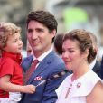 Justin Trudeau, sa femme Sophie Grégoire, leur fils Hadrien - Célébration du 150ème anniversaire du Canada à Ottawa. Le 1er juillet 2017