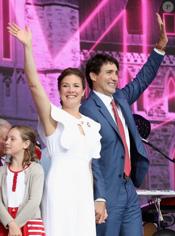 Justin Trudeau, sa femme Sophie Grégoire - Célébration du 150ème anniversaire du Canada à Ottawa. Le 1er juillet 2017