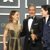 Natalie Portman, Taika Waititi and Timothée Chalamet posant lors de la 92ème cérémonie des Oscars 2020 à Los Angeles le 9 février 2020.