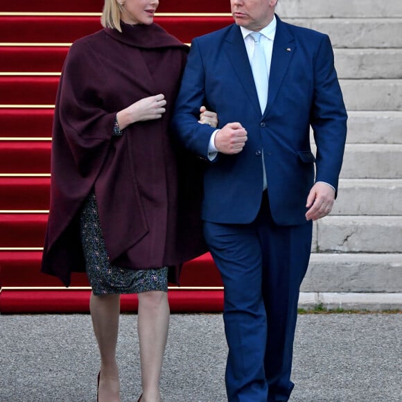 Exclusif - Ordination du nouvel archevêque de la Prinpauté de Monaco, Dominique Marie David, en présence du prince Souverain Albert II de Monaco et sa femme la princesse Charlene à Monaco le 8 mars 2019. © Bruno Bebert / PRM / Bestimage