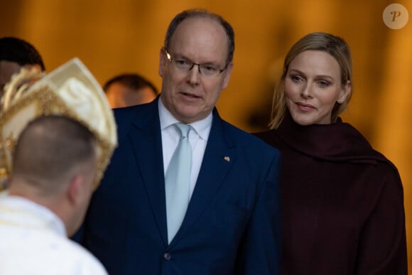 Exclusif - Ordination du nouvel archevêque de la Prinpauté de Monaco, Dominique Marie David, en présence du prince Souverain Albert II de Monaco et sa femme la princesse Charlene à Monaco le 8 mars 2019. © Olivier Huitel PRM / Bestimage