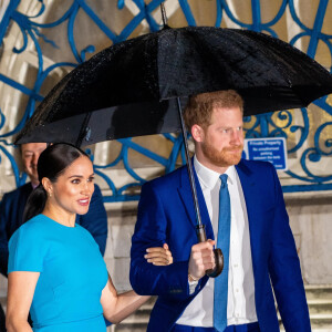 Le prince Harry, duc de Sussex, et Meghan Markle, duchesse de Sussex arrivent à la cérémonie des Endeavour Fund Awards au Mansion House à Londres, Royaume Uni, le 5 mars 2020.