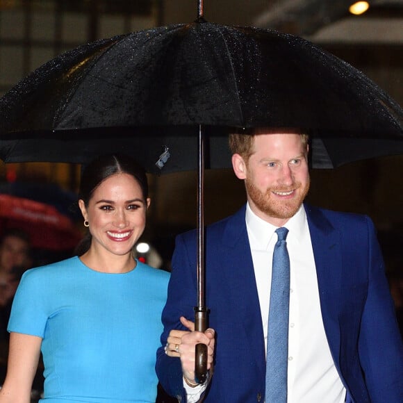 Le prince Harry, duc de Sussex, et Meghan Markle, duchesse de Sussex arrivent à la cérémonie des Endeavour Fund Awards au Mansion House à Londres, Royaume Uni, le 5 mars 2020.