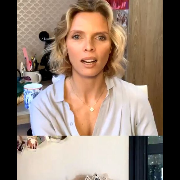 Elodie Gossuin dévoile sa couronne de Miss France 2001 cassée lors d'un live Instagram avec Sylvie Tellier, le 30 mars 2020