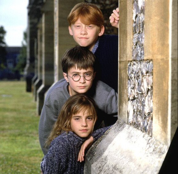 Rupert Grint, Daniel Radcliffe et Emma Watson dans "Harry Potter à l'école des sorciers". Le 16 novembre 2001. @LFI/ABACA.