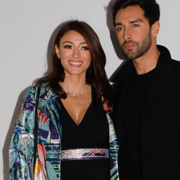 Rachel Legrain-Trapani (enceinte) et son compagnon Valentin Léonard - Arrivées au défilé de mode prêt-à-porter automne-hiver 2020/2021 Leonard à Paris. Le 27 février 2020 © Veeren Ramsamy - Christophe Clovis / Bestimage
