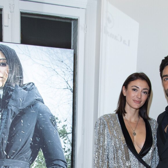 Exclusif - Rachel Legrain-Trapani (Miss France 2007) et son compagnon Valentin Leonard lors de la soirée "La Canadienne X Nobis" pour le lancement de la nouvelle collection Nobis dans leur nouvelle boutique au 39 rue du Four à Paris , le 13 novembre 2019. © Pierre Perusseau / Bestimage