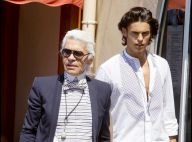Karl Lagerfeld et son séduisant mannequin à Saint-Tropez : décontraction et noeud papillon sont de sortie !