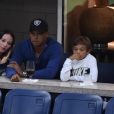 Tiger Woods avec son fils Charlie et sa compagne Erica Herman le 2 septembre 2019 à New York lors de l'US Open.
