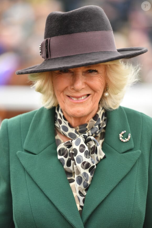 Camilla Parker Bowles, duchesse de Cornouailles lors du festival de Cheltenham. Le 11 mars 2020