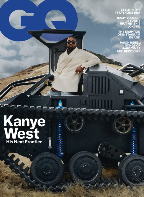 Kanye West en couverture du numéro de mai 2020 du magazine GQ. Photo par Tyler Mitchell.