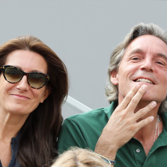 Anne-Claire Coudray et son mari Nicolas Vix dans les tribunes lors des internationaux de tennis de Roland Garros à Paris, France, le 3 juin 2019. © Jacovides-Moreau/Bestimage