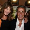 Exclusif - Carla Bruni-Sarkozy avec son mari Nicolas Sarkozy - Backstage du concert de Carla Bruni-Sarkozy au théâtre de Verdure du Grand Jardin à Le Lavandou le 23 juillet 2019. © Dominique Jacovides-Cyril Moreau/Bestimageu