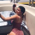 Kylie Jenner en vacances aux Îles Turques-et-Caïques avec sa fille Stormi et son petit ami Travis Scott. Mai 2018.