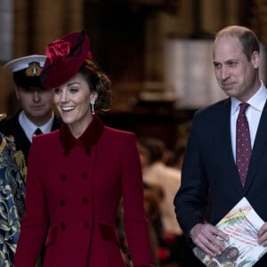 Le prince William, duc de Cambridge, et Kate Middleton, duchesse de Cambridge - La famille royale d'Angleterre lors de la cérémonie du Commonwealth en l'abbaye de Westminster à Londres, le 9 mars 2020.