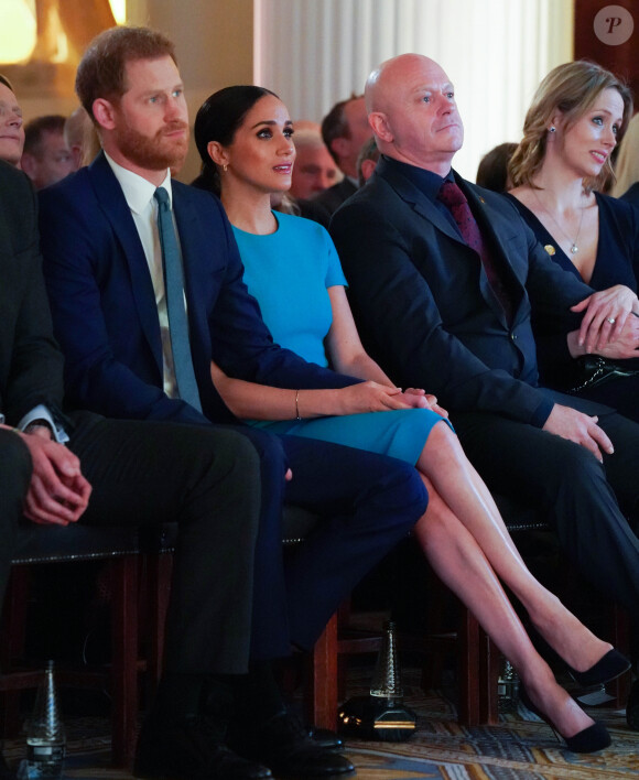 Le prince Harry, duc de Sussex, et Meghan Markle, duchesse de Sussex à la cérémonie des Endeavour Fund Awards au Mansion House à Londres, Royaume Uni, le 5 mars 2020.