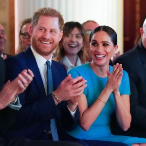 Le prince Harry, duc de Sussex, et Meghan Markle, duchesse de Sussex lors de la cérémonie des Endeavour Fund Awards au Mansion House à Londres, Royaume Uni, le 5 mars 2020.