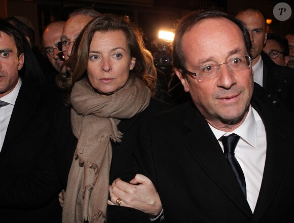 Valérie Trierweiler et François Hollande à la synagogue Nazareth à Paris, le 19 mars 2012