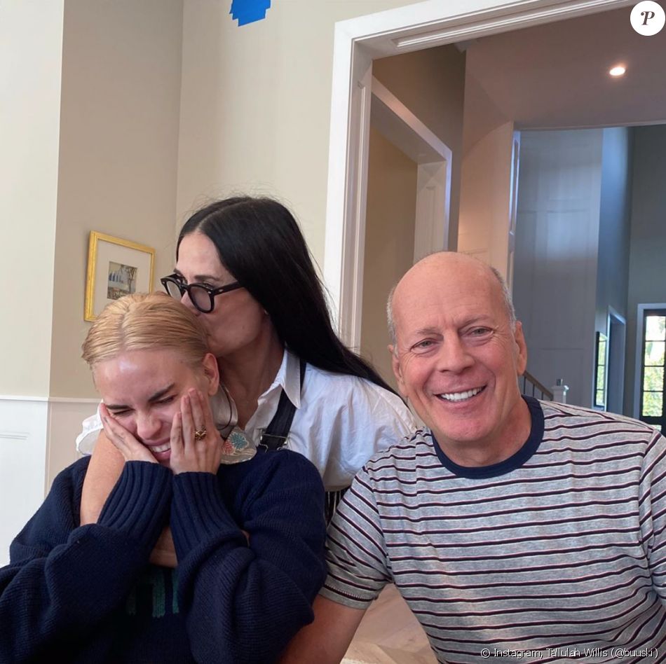 Tallulah Willis et ses parents Demi Moore et Bruce Willis. Février 2020 ...