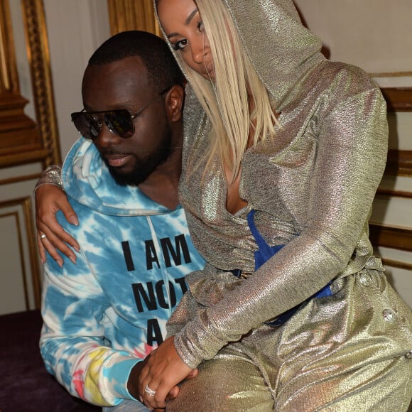 Le rappeur Gims (Maître Gims - Gandhi Djuna) et sa femme Demdem Djuna lors de la soirée de lancement de la collection capsule "I'm not a rapper" de la marque Elevenparis (Eleven Paris) à Paris, France, le 11 avril 2019. © Veeren/Bestimage