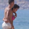 Exclusif -  Cristiano Ronaldo et sa compagne Georgina Rodriguez profitent de la plage pendant leurs vacaces en Grèce, le 9 juillet 2018.