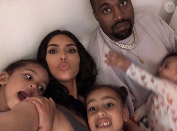 Kim Kardashian, Kanye West et leurs enfants Chicago, North et Saint. Avril 2019.