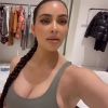 Kim Kardashian présente sa nouvelle collection de lingerie à ses fans "SKIMS Stretch Rib". Los Angeles. Le 17 avril 2020.