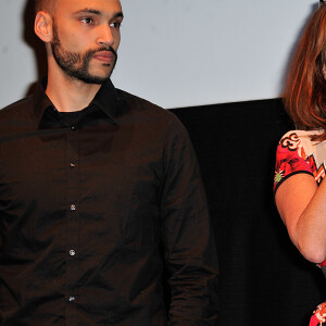 Clémentine Celarie avec son fils Abraham lors du Festival Atmosphere a Courbevoie le 2 Avril 2013.