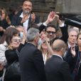 Joelle Bercot, Nicolas Bedos, Victoria Bedos, Michel Drucker - Sorties - Hommage à Guy Bedos en l'église de Saint-Germain-des-Prés à Paris le 4 juin 2020.