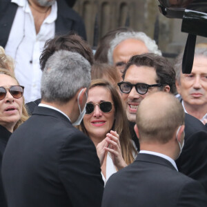 Joëlle Bercot (femme de Guy Bedos), Victoria Bedos, Nicolas Bedos,Michel Drucker - Sorties - Hommage à Guy Bedos en l'église de Saint-Germain-des-Prés à Paris le 4 juin 2020.