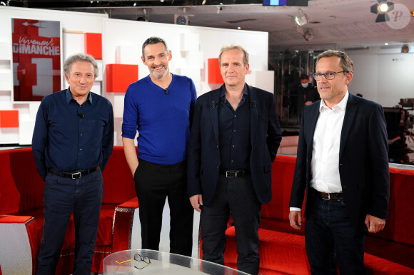 Exclusif - Les Bodin's (Vincent Dubois et Jean-Christian Fraiscinet) étaient les invités de Michel Drucker dans l'émission Vivement Dimanche enregistrée - sans public en raison de l'épidémie de coronavirus - au studio Gabriel le 13 mai 2020 et diffusée le 7 juin. © Guillaume Gaffiot / Bestimage