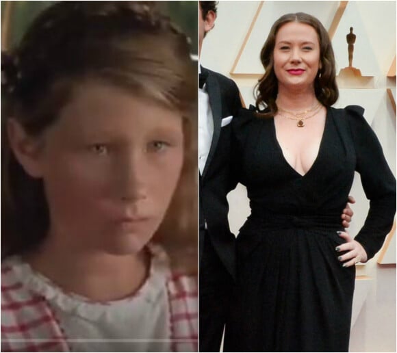 Elizabeth Hanks, la fille de Tom Hanks, faisait une apparition (à gauche) dans Forrest Gump (1994). Ici (à droite) en février 2020 aux Oscars.