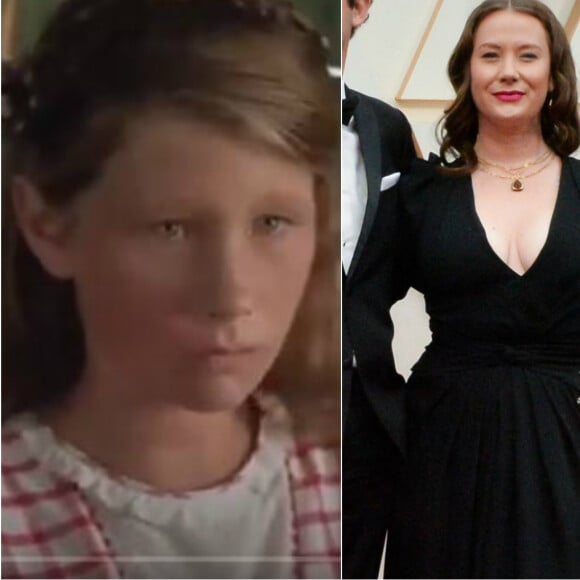 Elizabeth Hanks, la fille de Tom Hanks, faisait une apparition (à gauche) dans Forrest Gump (1994). Ici (à droite) en février 2020 aux Oscars.