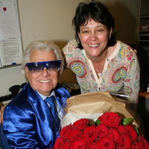 Exclusif - Michou et sa nièce Catherine - Michou fête son 84ème anniversaire dans son cabaret à Paris le 18 juin 2015.