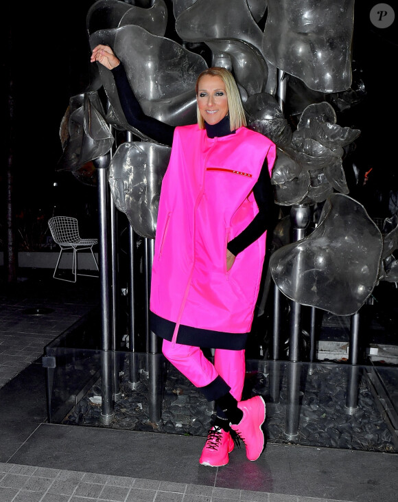 Céline Dion prend la pose pour les photographes après son show au Barclay's Center à New York, le 5 mars 2020.