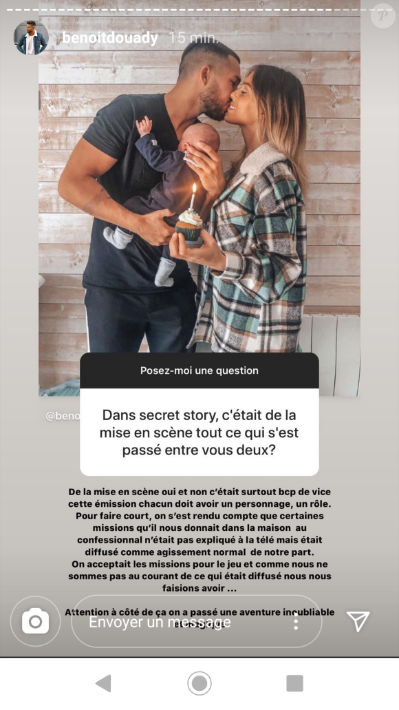 Benoît de "Secret Story" parle de son aventure, le 29 juin 2020, en story