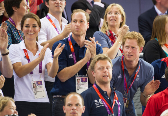 Kate Middleton, le prince William et le prince Harry aux Jeux olympiques de Londres, en août 2012.
