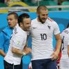 Mathieu Valbuena et Karim Benzema - Match du groupe E entre la France et la Suisse au stade Fonte Nova à Salvador de Bahia au Brésil, le 20 juin 2014, pendant la coupe du monde de la FIFA 2014.