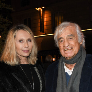 Exclusif -  Jean-Paul Belmondo et sa compagne Valérie Steffen - People à la générale du spectacle "Vive la vie" au théâtre Gaité-Montparnasse à Paris le 20 janvier 2020. © Coadic Guirec/Bestimage