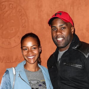 Teddy Riner, sa compagne Luthna Plocus au village lors des internationaux de tennis de Roland Garros 2019 à Paris, France, le 5 juin 2019. © Jacovides-Moreau / Bestimage